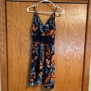 Floral V-Neck Dress with Lace Detail